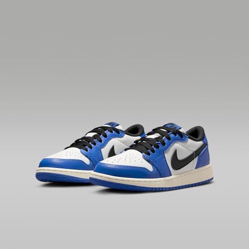 Air Jordan 1 Low OG Wolf Grey Big Kids' Shoes (CZ0858-140, White/Game Royal/Sail/Black) Size 7