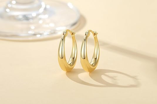 Gold Hoop Earrings 14K Gold Hoop Earrings for Women U-shaped Small Earring for Women Dainty Hypoallergenic Earring4