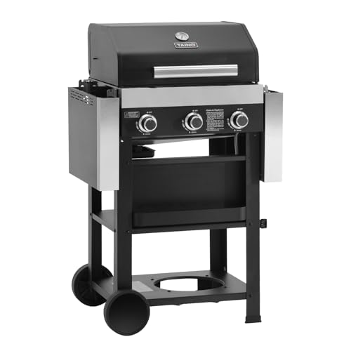 TAINO WABAYA 3+0 Gasgrill Grillwagen 3 Brenner Keramik Sear-Burner Piezo-Zündung Thermometer Warmhalterost Schwarz Matt