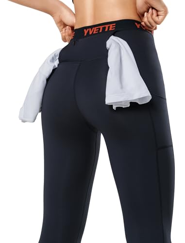 Yvette Leggings femininas de cintura alta com bolsos, controle de barriga, ioga, levantamento de bum