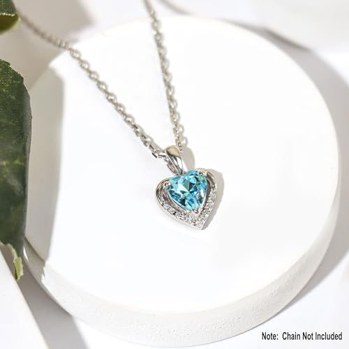Image of SILVERTOWN 925 Silver Celestial Grace Heart Pendant Necklace | Hallmarked | White Rhodium Plated | Gift For Women and Girls