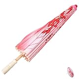 Toyvian 復古彼岸花装飾油紙傘 ステージ演出用ヴィンテージ傘 赤色花柄 写真撮影小道具 贈り物に