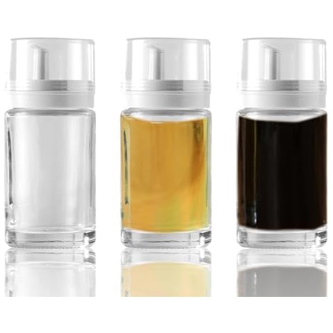 3-Pack Leakproof Small Glass Oil and Vinegar Dispenser Bottles - Perfect for Kitchen Use - 3.38oz Each Cover