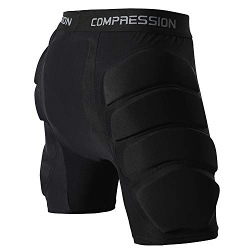 Shinestone Protective Padded Shorts Detachable Pants-Black (Medium)