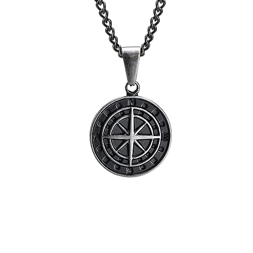 Collier boussole argenté pour homme idée cadeau anniversaire original