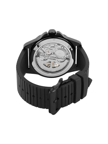 Image of French Connection Mechalume Men's Automatic Watch See-Through Green Round Dial Silicone Strap Model - FCA23NBL