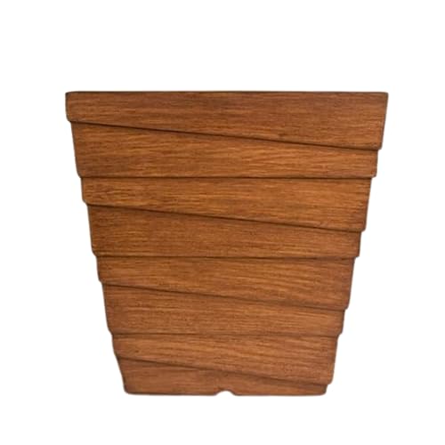 Elly Décor 12 Inch Square Fiberstone Planter,Wood-Like Design,Lightweight, Extremely Durable Garden Pot | Planter For Patio,Indoors And Outdoors | 12"X12" Brown #TOP3