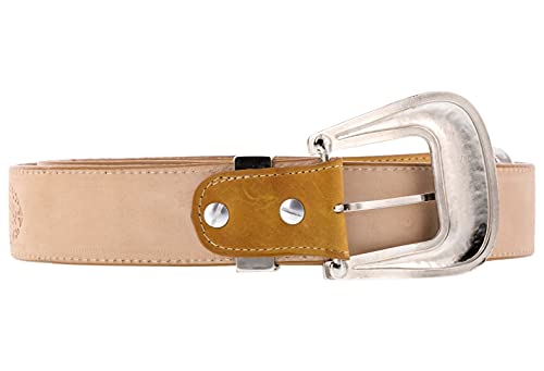 El Presidente Mens Rustic Sand Concho Western Cowboy Leather Belt Silver Buckle3