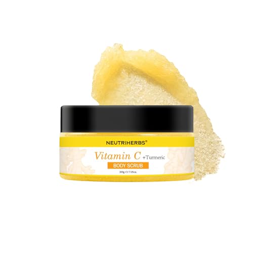 Neutriherbs Exfoliante Corporal Cúrcuma & Vitamina C, Sales del Mar Muerto Suave Exfoliante Corporal para el Baño, Limpieza Profunda e Hidratación para Piel con Acné, Piel de Naranja y Apagada - 200G