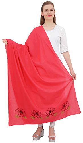 Phagun Ricamato cotone dell'involucro della sciarpa delle donne indiane Dupatta lunga stola-Peach