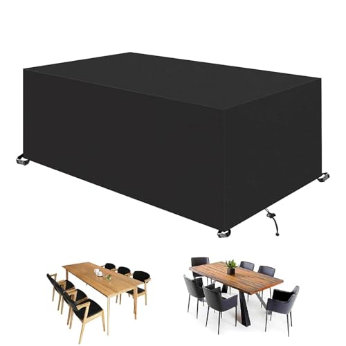 XIONGSHENG Fundas para muebles de jardín, 440 x 320 x 100 cm, color negro, impermeables, resistentes al agua, tela Oxford 420D, funda para muebles de patio, resistente al viento, anti-UV, fundas