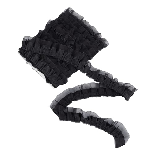 NICENEEDED 10 Yards Double Ruffle Ribbon, Polyester Lace Ruffled Satin Ribbon