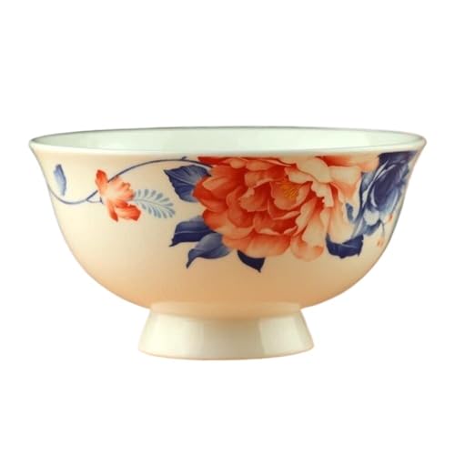 JJyaOX Le travail de porcelaine de style de cour Bol de riz en porcelaine de Style palais ancien chinois, bol de vaisselle domestique en porcelaine haut de gamme de 13cm 5,1 pouces