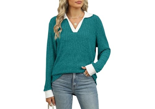 Image of Womens Long Sleeve Shirts Fashion Fall Tops Blouses Sweater Dressy Business Casual Outfits