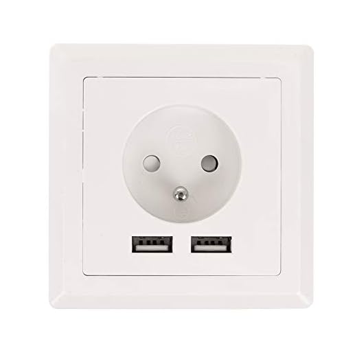 USB-uttag, vit, infällt Lanberg-uttag med USB-anslutning (max. 2.1A) vitt skyddskontaktuttag vägguttag passande i standard infälld låda för Smartphone MP3