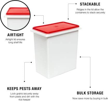 Tupperware Boîte de conservation en vrac en plastique pour riz 10 l (multicolore)