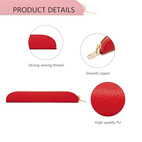 Image of Slim Pencil Case Skinny Pen Case Pen Pouch (FL Bright Red)