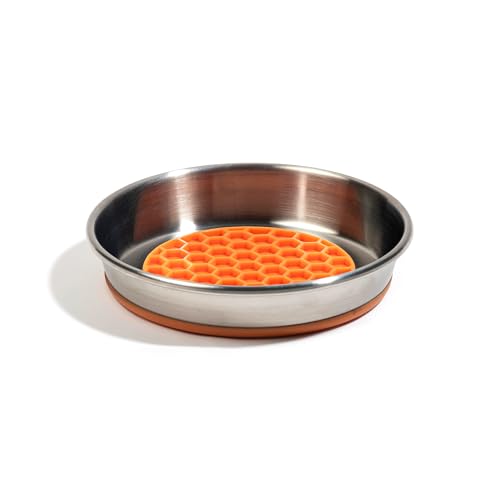 Image of HUFT Quintessential Slow Feeder Steel Bowl for Cats - Orange, 500 ml | Anti-Gulping Design | Stainless Steel Cat Bowl | Promotes Slow Eating | Durable & Easy to Clean for Daily Feeding