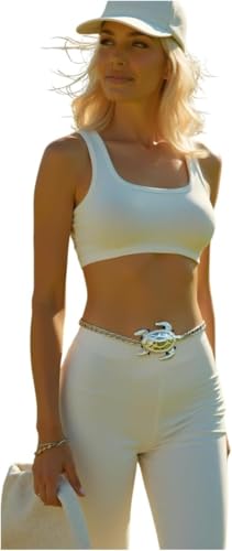 Women Fashion Skinny Belt Hip High Waist Metal Chain Links Water Turtle Buckle Bling M L XL3