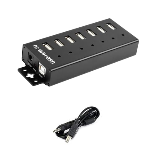 Adaptateur d'extension USB 2.0 industriel avec 7 ports robustes pour PC et Linux