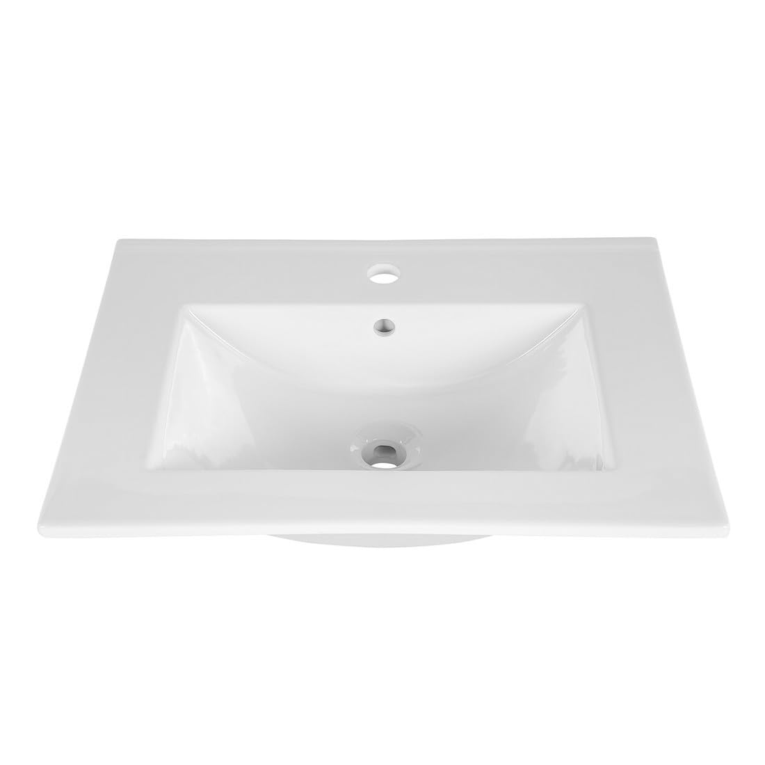Meublorama - Lavabo empotrado (60 cm, cerámica), color blanco brillante