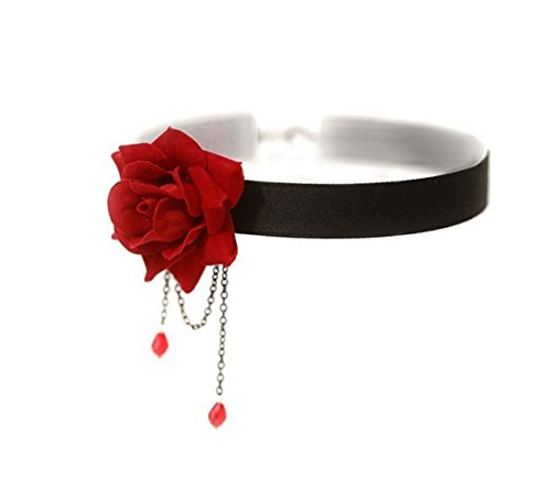 Collana girocollo da donna, con elegante rosa e