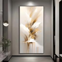 SDVIB Luxuriöse goldene und weiße Dekoration, vertikales Kunstwerk für Homeoffice, Wohnzimmer, Schlafzimmer, Flur (70 x 140 cm/rahmenlos)