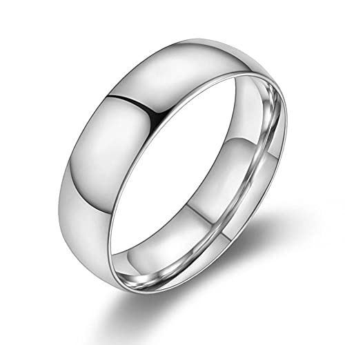 Ttvovo Mens Ring Plain Dome Ring 6Mm Stainless Steel Simple Ring For Male Women Boys Girl Plain Domed High Polished Wedding Band Engagement Ring Classical Ring Comfort Fit Jewelry Gift, Silver, Size 7 #TOP5