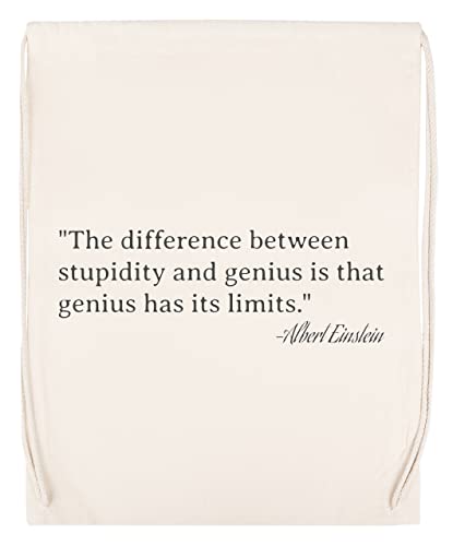 Enigmae The Difference Between Stupidity and Genius Einstein Bolsa de Algodón Deportiva con Ccordón Para Gimnasio Sport Cotton Beige Bag