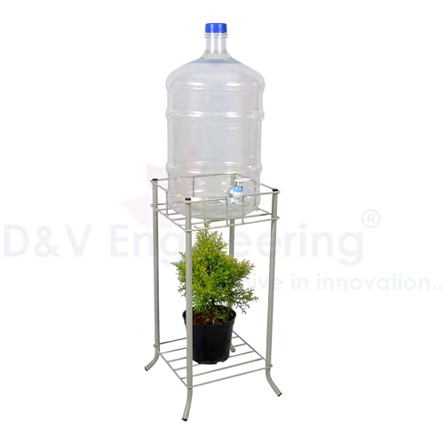 Image of D&V Engineering Metal Water Dispenser Stand, Water Bottle Holder, Plant Stand (Squre, Grey)