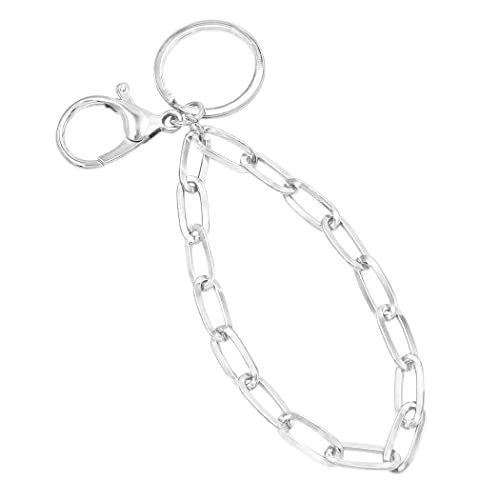 Rosemarie & Jubalee Women's Paperclip Links Chain Bracelet Key Ring Large Lobster Claw Clasp Detachable Wristlet Strap, 8.5” (Silver Tone)