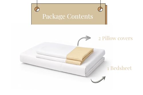 Image of Blue Strip Polycotton Bedsheet, Double 90x100 (Gold & White) | Hotel Quality | Soft, Breathable & Colourfast | Wrinkle Resistant | Machine Washable | Pillow Covers Included