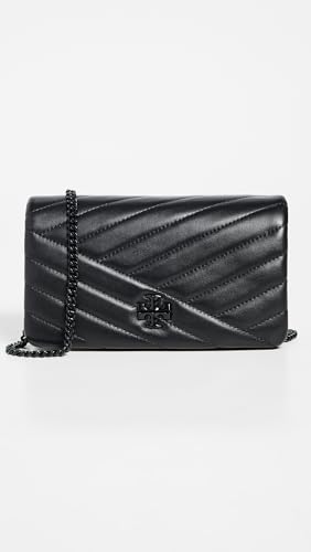 Tory Burch Women's Kira Chevron Powder Coated Chain Wallet, Black, One Size2