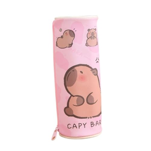 Capybara Bolsa de lápis bolsa de armazenamento PU à prova d'água bolsa de papelaria suporte para caneta com zíper bonito estojo de lápis para mesa (C)