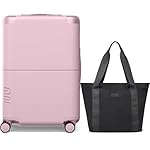 Carry On Max Expandable - 21.5" Airline Approved Carry On Luggage with Travel Tote, Rolling Suitcase for Men & Women - TSA Lock Spinner Suitcase, Silent Wheels, Expansion Zip - Blush Pink