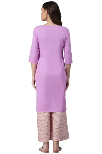 Image of Aurelia Women's Polyester Kurta And Palazzo Set (Straight Palazzo)