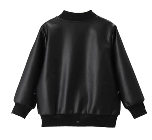 Boys' Fashionable Leather Jackets Stand Up Collar Windproof Jacket Coats