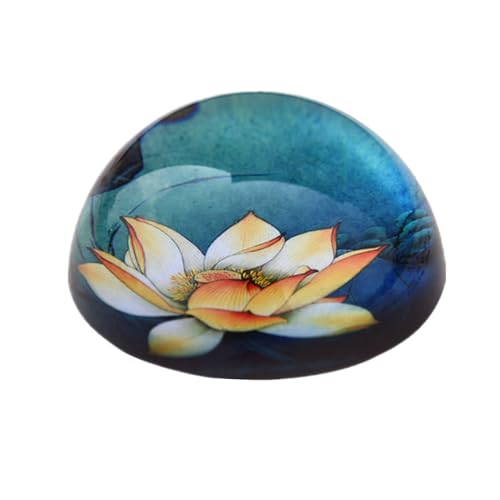 Amazon | 文鎮 蓮の花 黄色のハスの花 クリスタルガラス文鎮 透明 半球