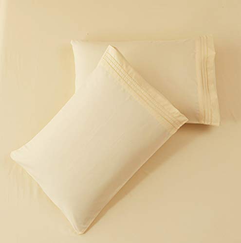 Image of SONORO KATE Bed Sheet Set Super Soft Microfiber 1800 Series Luxury Egyptian Sheets 18-Inch Deep Pocket Wrinkle and Hypoallergenic-3 Piece(Twin XL Ivory)
