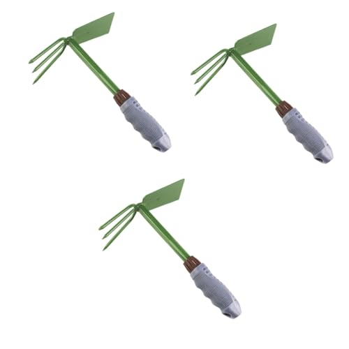 BESPORTBLE 3 Piezas Espesar azada de Mano cultivador de Mano de jardín rastrillo de Mano Herramienta de jardín Herramientas de pie Pico Herramienta de excavación Azadas para jardinería Green