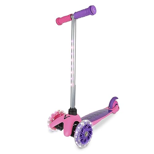 Scooter for Kids Ages 3-5 - Light Up Wheels, Extra Wide Deck, Foot Activated Break, Self Balancing Kids Toys for Boys & Girls