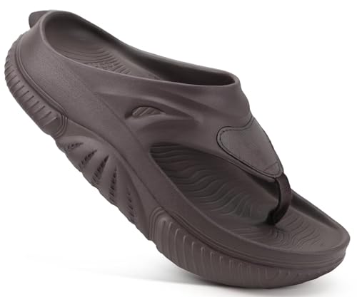 Image of COFACE Men Orthopedic Footbed Flip Flops Fabric Toe Post Beach Sandals Size 7-15