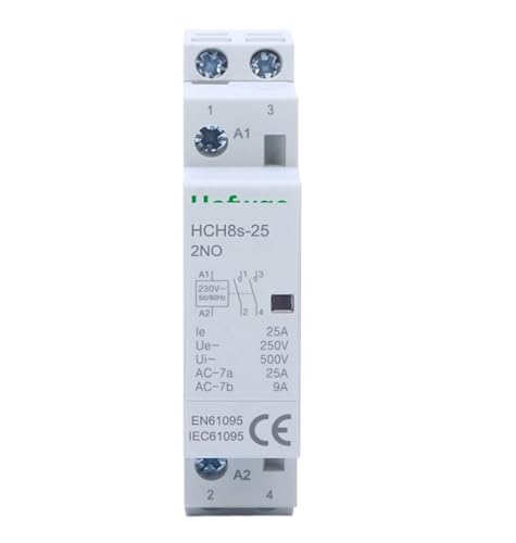 Contacteur domestique 25A 2NO AC230V pour rail DIN type HCH8s-25Z