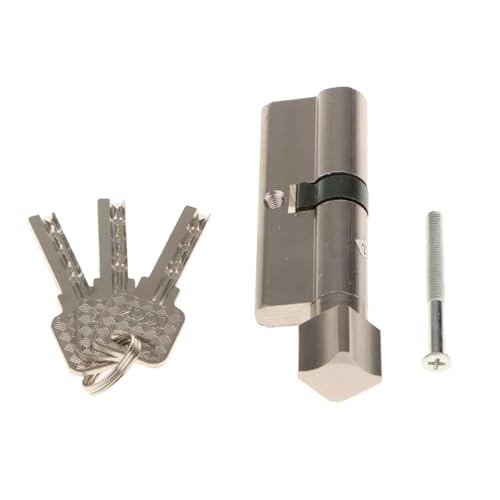 Serrure à cylindre de 90 mm avec bouton tournant en aluminium brossé - 3