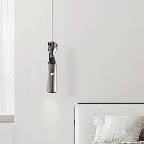 Luminaire suspendu cuisine en verre noir et laiton pour îlot central
