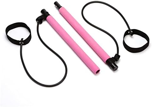 Pilates Yoga Portable Exercise Fitness Toning Bar with Resistance Band Kit – Pink
