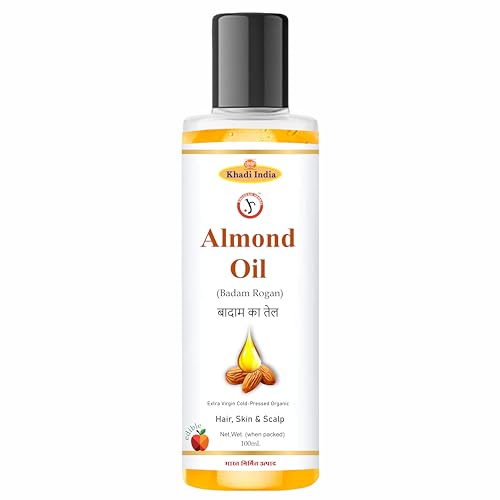 Image of Swadeshi Khadi Herbals Pure Cold Pressed Sweet Almond Oil for Hair Growth and Glowing Skin & Face - 100ml