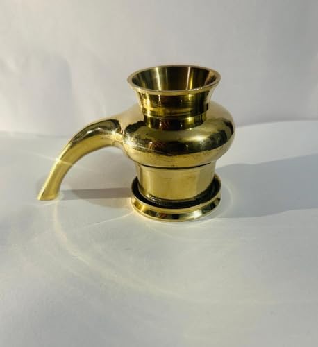 Image of Kerala Crafts Pure 3.5 Inch Brass Kindi (Vessel or Holy Water Dispenser) |Kerala Traditional Home Mandir Wedding Onam Vishu Deepavali Navarathri Pongal Thrissur Diwali Temple Festival Pooja