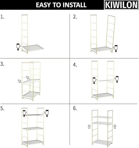 Image of Iron 3 Tier Counter Top Organizer I Bathroom Organizer Stand I Desk Organizer I Multi-Purpose Storage Countertop Racks For Kitchen (Gold-3Tier-Rectangle)