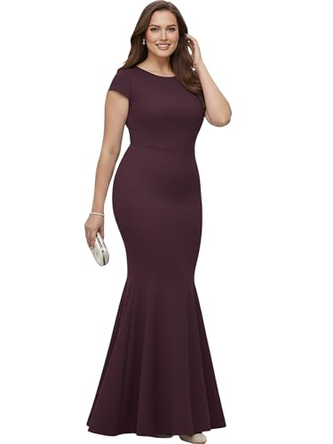 Image of KOH KOH Womens Long Cap Sleeve Fishtail Formal Evening Cocktail Maxi Dress